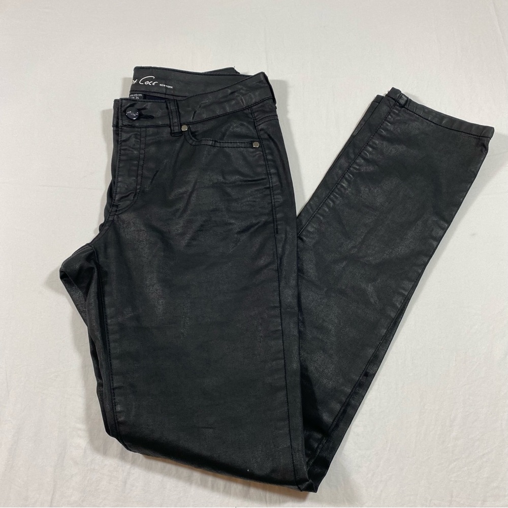Kenneth Cole Skinny Highwaisted Pants Black Faux Leather Casual Womens 25